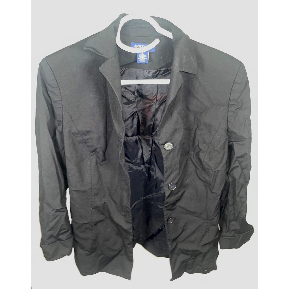 Ann Taylor Stretch Black Rayon Blend Blazer Office Career Jacket Size 2